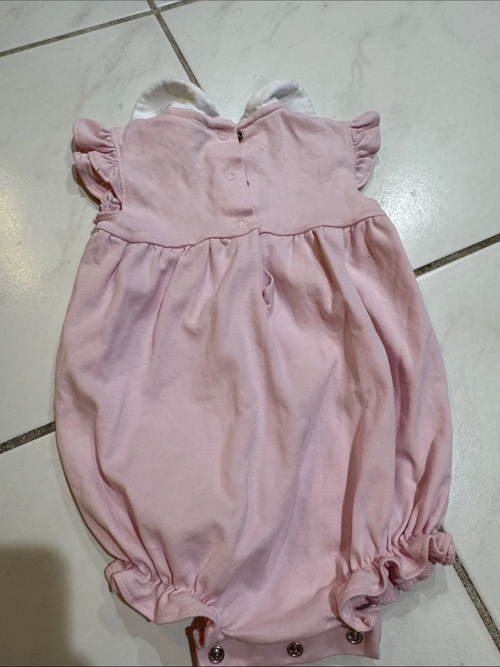 The Beaufort Bonnet Company Pink Baby One-Piece with White Peter Pan Collar